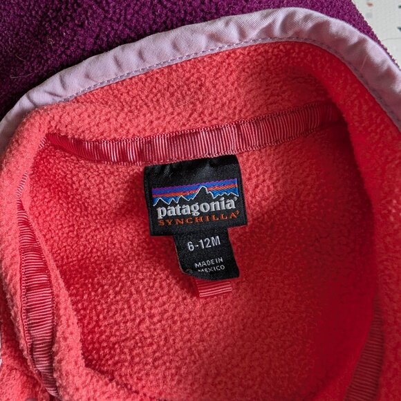 6–12M Patagonia Synchilla Fleece – Pink & Purple Snap Pullover - Picture 5 of 5